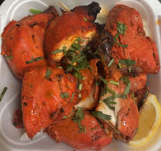 Tandoori chicken platter at Taj Mahal Grill